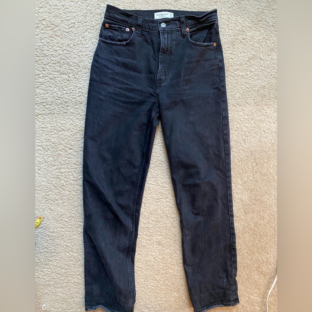 Abercrombie 90s straight ultra high rise jeans washed black